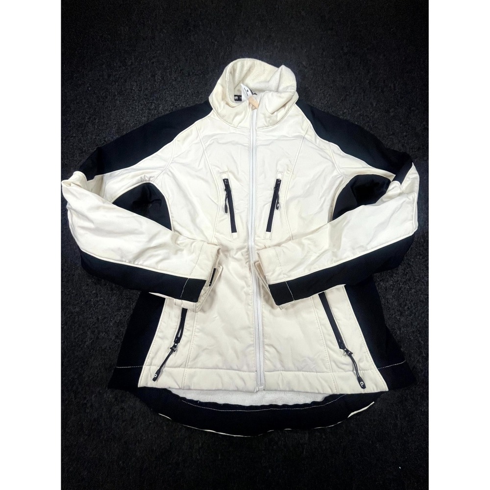 Predator Jacket Womens Medium White Black Softshell Fleece Lined Full Zip Casual